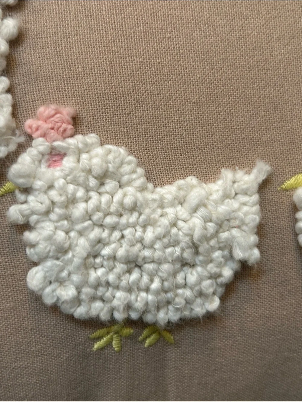 Plush Embroidered Chicken Family Pillow - Pink